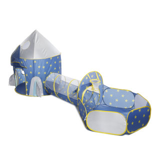 INSMA Space and Astronaut Kids 4' x 7' Indoor/Outdoor Polyester Play Tunnel with Carrying Bag