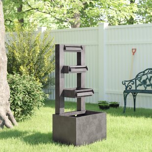 MILLWOOD PINES Georgetown Outdoor Metal Weather Resistant Tiered Waterfall Fountain Fountain