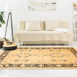 ECARPETGALLERY One-of-a-Kind Rectangle 6'1" X 9'2" New Age Wool Area Rug in Copper/Cream/Khaki