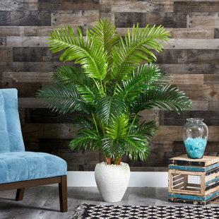 PRIMRUE 62'' Faux Palm Tree in Fiber Clay Planter