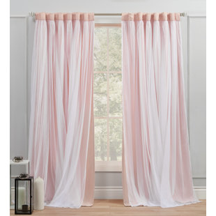 AMALGAMATED TEXTILES Exclusive Home Catarina Layered Solid Room Darkening and Sheer Hidden Tab/Rod Pocket Top Curtain Panel Pair (Set of 2)