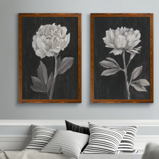 THREE POSTS™ " Black And White Flowers III " 2 - Pieces