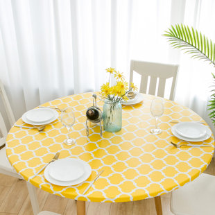 RALLY HOME GOODS Round Checkered Plastic / Vinyl Tablecloth