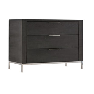 BERNHARDT Loring 3 - Drawer Bachelor's Chest in Cinder/Silver
