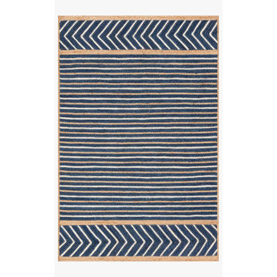 ED ELLEN DEGENERES CRAFTED BY LOLOI Redondo Hand Braided Jute Blue/Brown Area Rug
