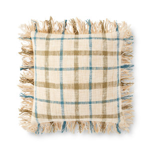 LOLOI RUGS Plaid Cotton Throw Pillow