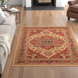 THREE POSTS Alverta Classic Beige/Red Area Rug