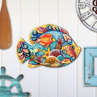 DESIGNOCRACY Tropical Fish Wood Door Hanger