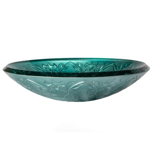 Eden Bath 18'' Teal Tempered Glass Circular Vessel Bathroom Sink