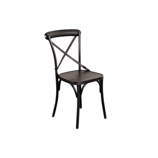 WILLISTON FORGE Hubbardston Metal Cross Back Side Chair in Dark Gray