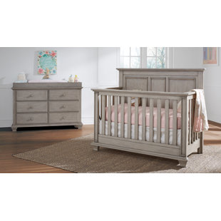 OXFORDBABY Kenilworth Convertible Crib with Toddler Guard Rails and Crib Mattress Pad