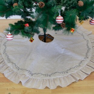 HOMEY COZY Solid Color Linen Tree Skirt