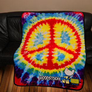 RAMATEX INTERNATIONAL Woodstock Peace Sign Tie Dye Throw