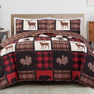 FRESHFOLDS Nature & Plaid Patchwork Microfiber Reversible Quilt Set With Shams