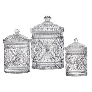 GODINGER SILVER ART CO Dublin Crystal 3 Piece Kitchen Canister Set