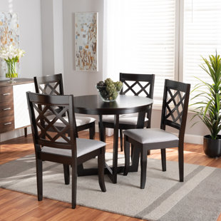 WHOLESALE INTERIORS 5 - Piece Rubberwood Solid Wood Dining Set in , Dark Brown