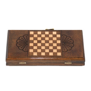 A & E MILLWORK Handmade Oak/Beige 2 in 1 - Backgammon and Checkers Set Board Game