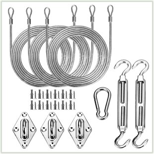 ColourTree Sun Shade Sail Triangle Hardware Kit (Hardware Kits + Cable Wires)