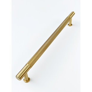 FORGE HARDWARE STUDIO Knurled 12" Center to Center Cabinet Handle in Satin Brass