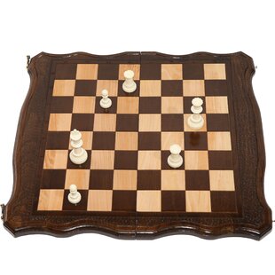 A & E MILLWORK Handmade Oak/Beige Chess Board Game