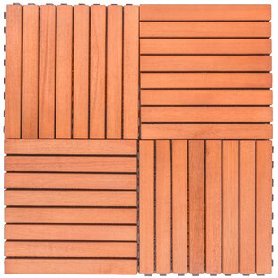 VIFAH 12" x 12" Wood Interlocking Deck Tile in Tan