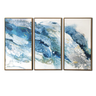 GALLERY 57 Abstract Blues with Gold Framed Canvas Wall Art