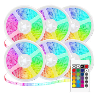 WBM Smart LED Strip Light, 5050 RGB Color Changing, RF Control for Bedroom, Kitchen (Pack of 6) (Set of 6)