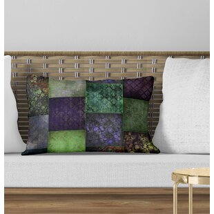 KAVKA DESIGNS ECLECTIC BOHEMIAN PATCHWORK BLUE GREEN AND GOLD Patchwork Throw Pillow