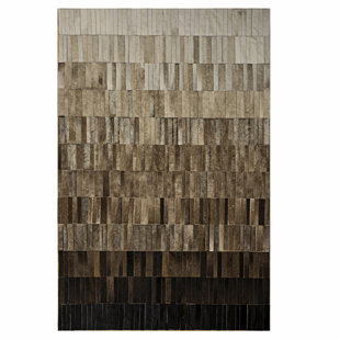 COWHIDE MALL Adonis Handmade Cowhide Leather Ombre Taupe Rug