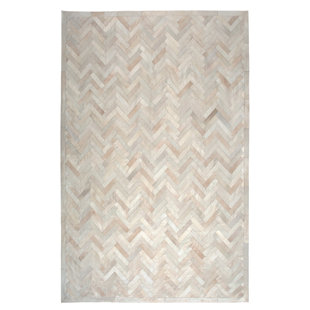 COWHIDE MALL Plutus Handmade Leather Ivory Rug