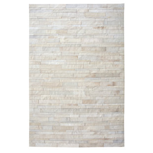 COWHIDE MALL Kronos Handmade Cowhide Leather Ivory/Brown/Beige Rug
