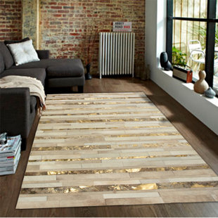 COWHIDE MALL Kronos Cowhide Striped Indoor Rug