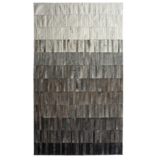 COWHIDE MALL Adonis Handmade Leather Ivory/Gray/Brown Area Rug
