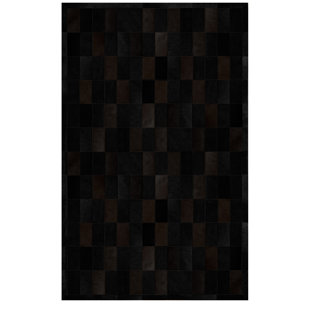COWHIDE MALL Daedalus Geometric Handmade Cowhide Black/Dark Brown/Gray Area Rug