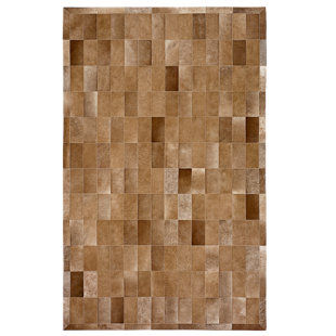 COWHIDE MALL Daedalus Handmade Cowhide Leather Brown/Beige Rug