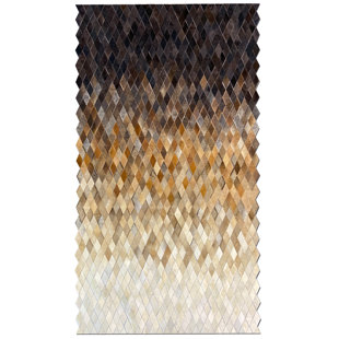 COWHIDE MALL Demeter Handmade Cowhide Leather Ombre Taupe/Gray/Brown Rug