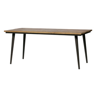 BEPUREHOME Solid Wood Top Metal Base Dining Table