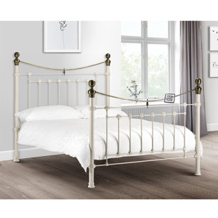 JULIAN BOWEN Elizabeth Bed Frame in Stone White with Real Brass