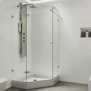 VIGO Verona 38" W x 38" D x 79" H Hinged Frameless Shower Enclosure with 3/8 Clear Glass&Base