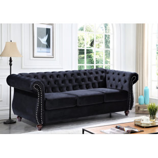 ROSDORF PARK Ufuk 82.6 Velvet Rolled Arm Sofa