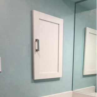 TIMBER TREE CABINETS Frontline Shaker Recessed Frameless 2 Door Medicine Cabinet with Adjustable Shelves