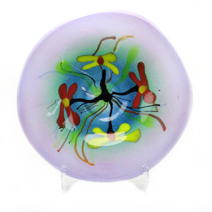 MURANO ART COLLECTION Napoli Glass Decorative Plate in Violet/Blue/Green