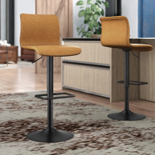WILLISTON FORGE Petrillo Swivel Upholstered Adjustable Height Counter Stool with Metal Frame (Set of 2)
