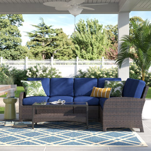 BAYOU BREEZE Keyser Wicker 6 - Person Outdoor Seating Group with Cushions