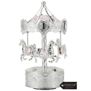 MATASHI CRYSTAL Carousel Horse Music Box Figurine