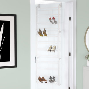 REBRILLIANT 36 Pair Over-the-Door Shoe Rack Storage Organizer - White - 7.5 L x 22.5 W x 71.9 H inches