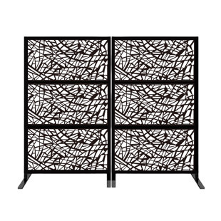 PORPORA 6.5 ft. H x 4 ft. W Laser Cut Metal Privacy Screen (Set of 2)