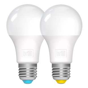 BRILLI WELLNESS LIGHTING 8.5 Watt (60 Watt Equivalent), A19 LED, Dimmable Light Bulb, Daylight (5000K) E26/Medium (Standard) Base (Set of 2)