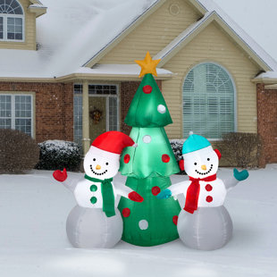 GEMMY INDUSTRIES 64" Inflatable Snowman Pair With Tree