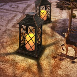 ABBLE INC. 17" Solar Powered Outdoor Lantern (Set of 2)